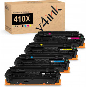 v4ink 4 Pack 410X Remanufactured Toner Cartridge Replacement for HP 410X CF410X CF411X CF412X CF413X Toner